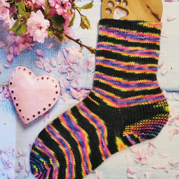 Handgestrickte Socken Gr35/36 Unikat  Wollsocken Merinowolle Scrappy