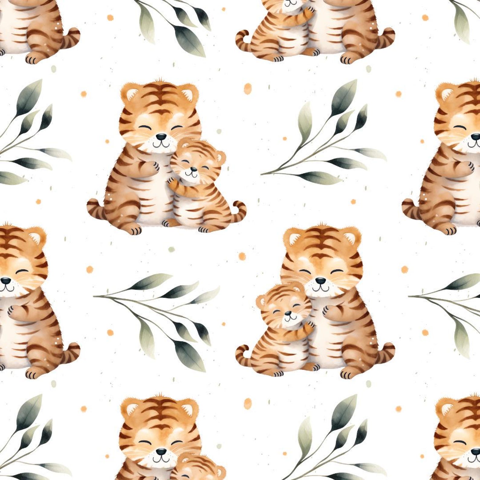 Little Tiger Pattern Baby Tiger With Mom, Animals Pattern, Seamless Fabric Design, Digital ...