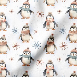 Cute Penguin, Animals pattern, Seamless Fabric Design, Repeat Tile image 3