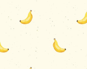 Plátanos sin costuras en acuarela, diseño de tela con plátanos, patrón repetitivo, archivo digital, uso comercial