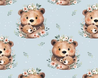 Patrón de tela de oso y cachorro: Diseño de ropa infantil sin costuras (descarga digital)