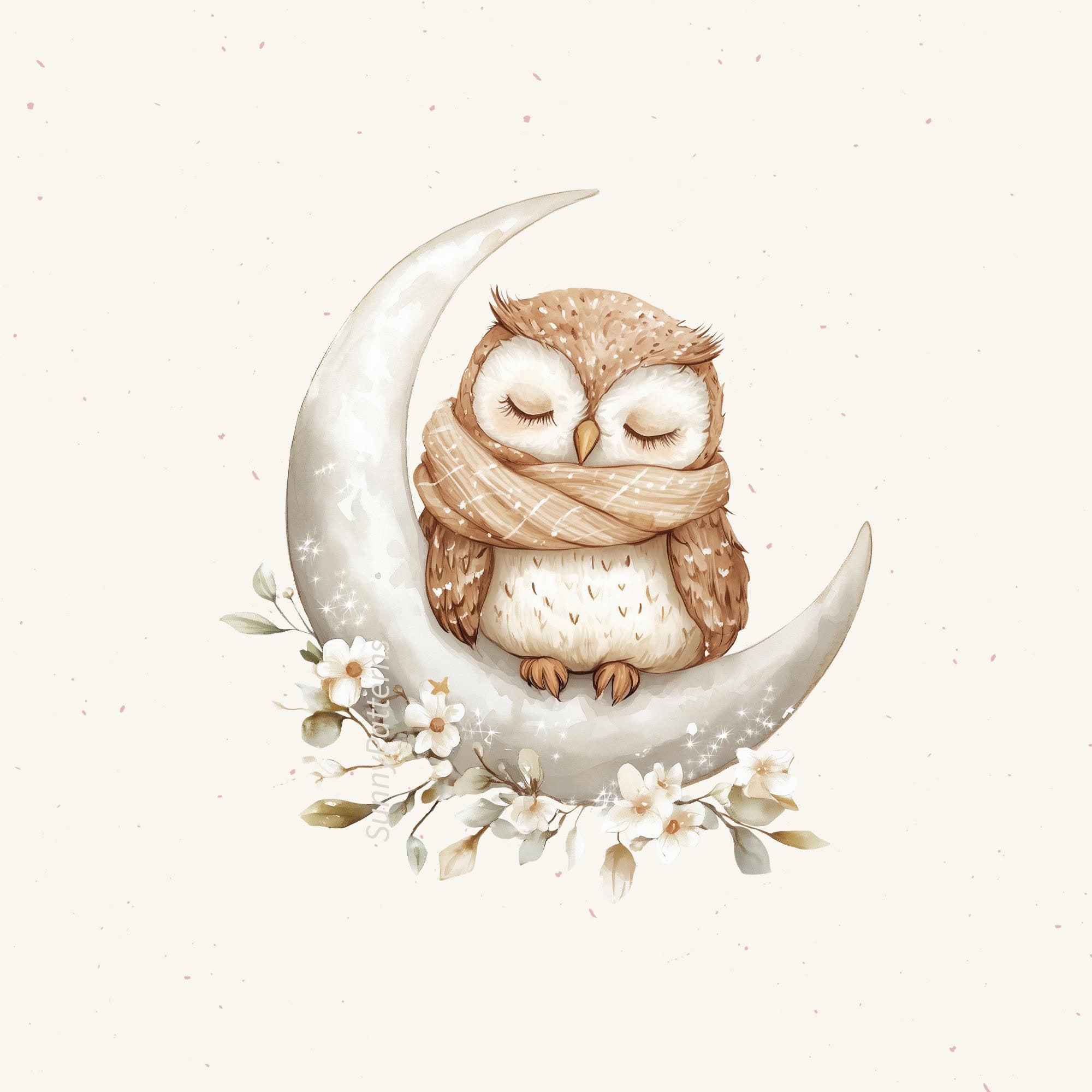 Owl with flowers PNG, Fabric PNG sublimation file, Transfer, Heat transfer design