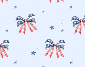 Patrón patriótico estadounidense sin costuras: lazos rojos y azules, Día de la Independencia, 4 de julio (descarga digital)