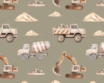 Construction Truck Fabric Pattern: Seamless Kids Clothing (Digital Download)