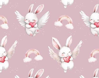 Patrón de tela de ángel conejito: diseño de ropa infantil sin costuras