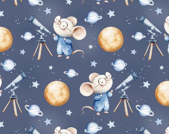 Lindo patrón de ratón, espacio, cosmos, diseño exclusivo, diseño de tela sin costuras, patrón de colores exclusivo, patrón sin costuras con lindo ratón