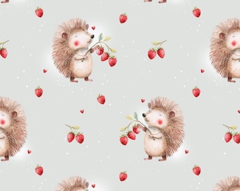 Erizo, Fresa, Diseño de tela sin costuras, Patrón de erizo, Mosaico repetido