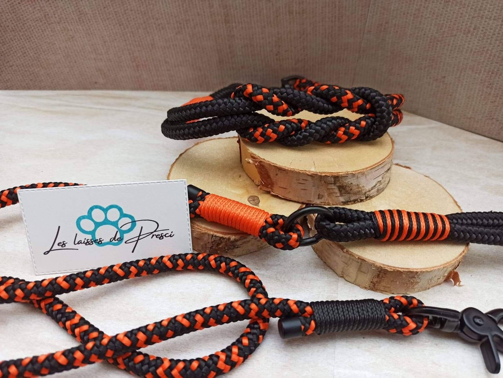 Ensemble Classic'laisse et Son Collier Assorti, Corde, Paracorde, Dog Leash Carbonne