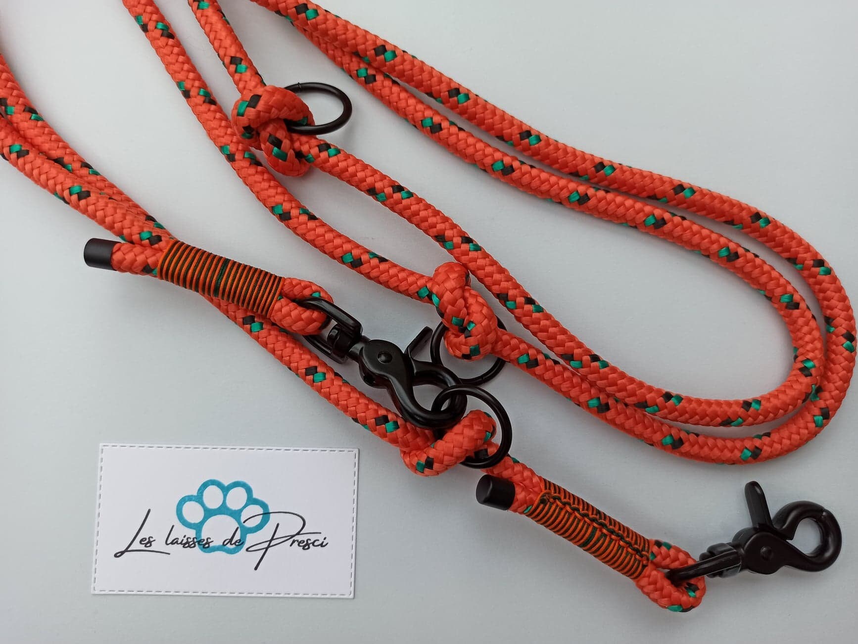 Laisse Trois Points, Multi-Positions, Laisse Pour Chien en Corde, Paracord Dog Leash, Chien, Promena