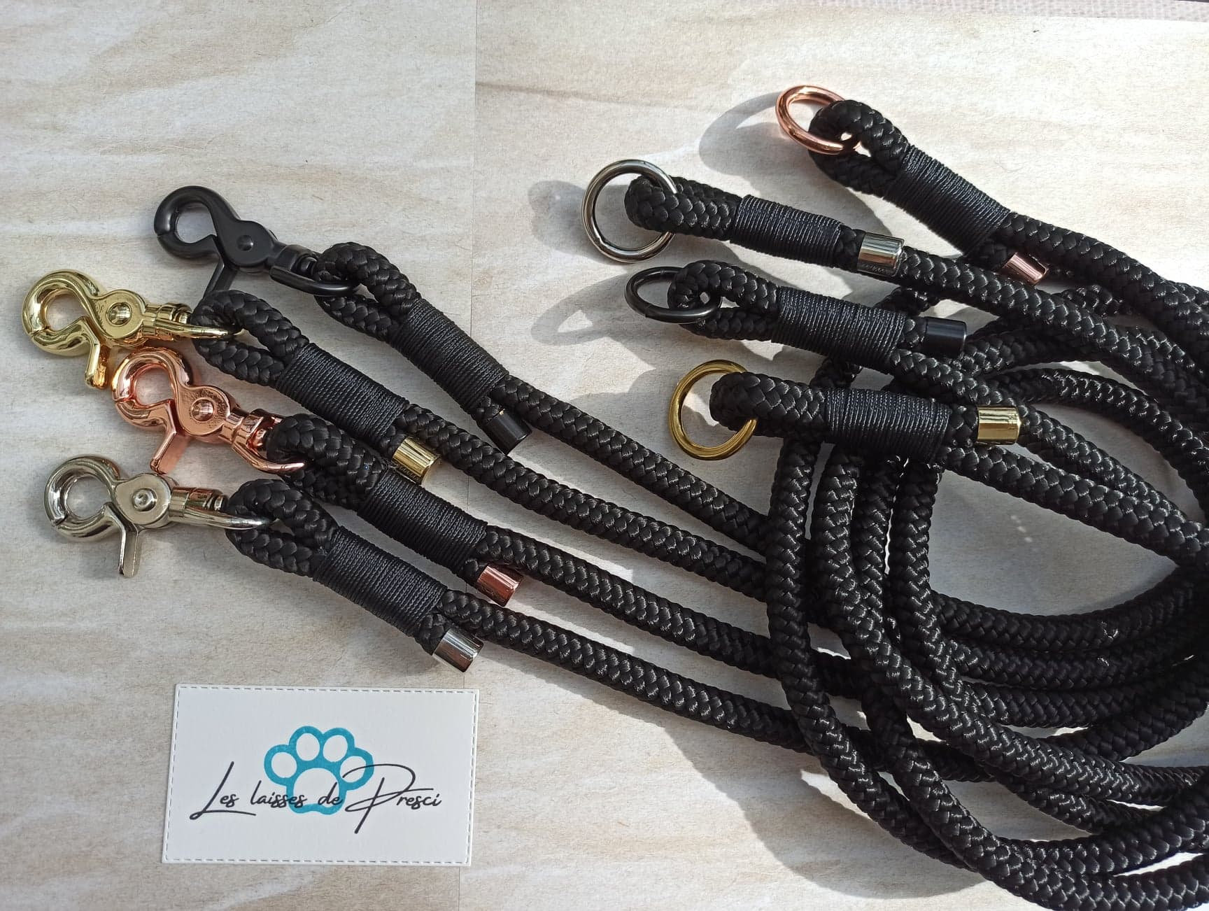 Longe Modu'laisse, Laisse en Corde, Personnalisable, à Poignée Interchangeable, Couleur Au Choix