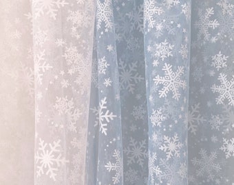 Snowy Snowflake Tulle (Snowflakes / Christmas Fabric / Snowflake Fabric / Snowflake Print / Sewing Fabric / Apparel Fabric / By The Yard)