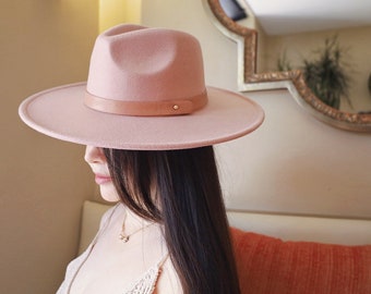 pink and beige Unique hand painted PINK DREAM fedora hat