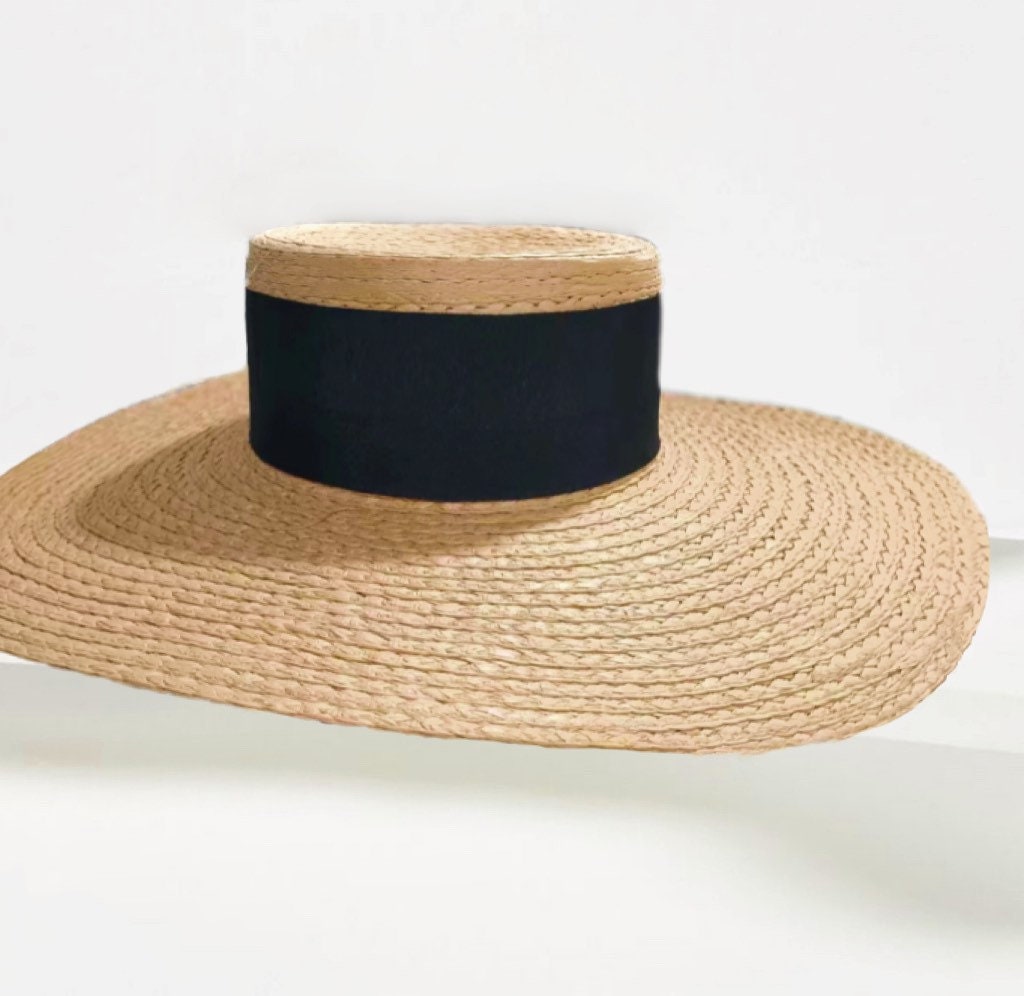 Retro French Kallina Large Brim Straw 