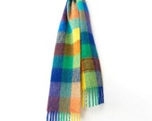 Fringed Checked Knitted Scarf, Cozy Scarf Checked Long Scarf, Women and Men Mohair Oversize Scarf, Weekend Escape