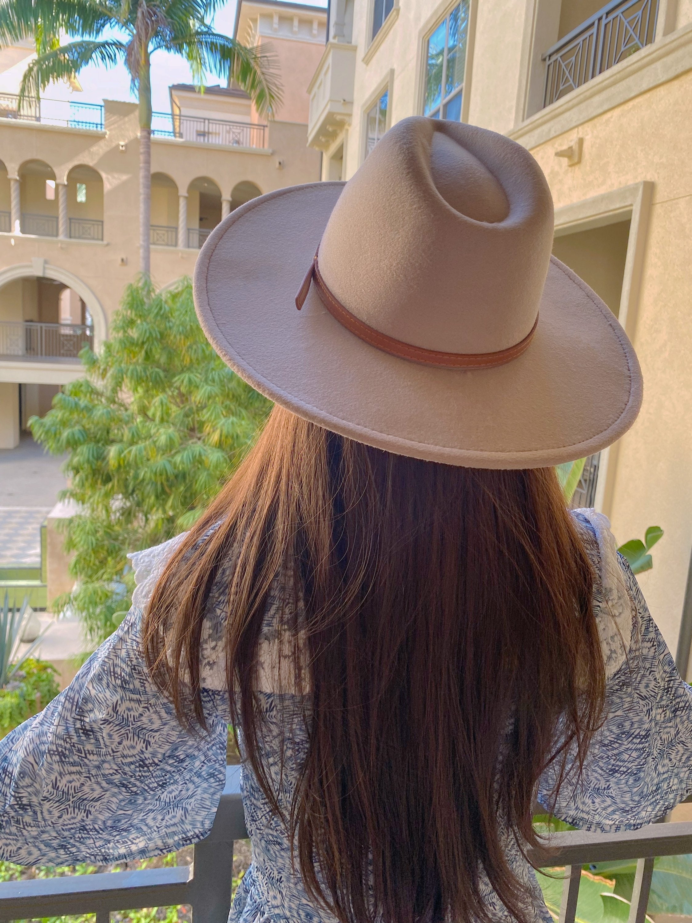 Taupe or Brown Wide Brim Fedora Hat 