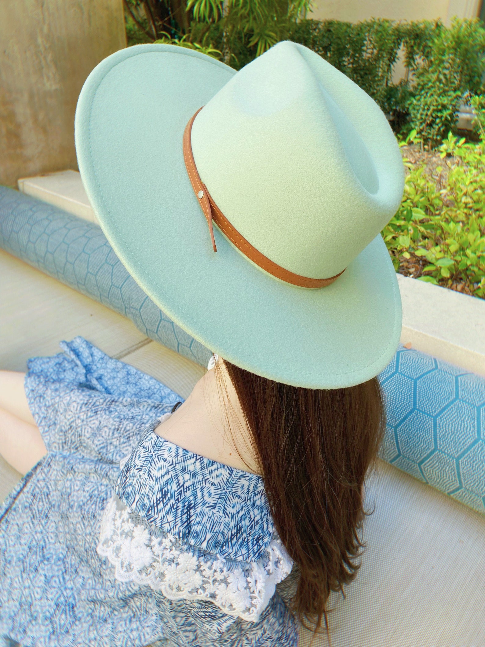 Mint Green Stiff Brim Fedora Hat Felt Fedora Hat Rancher Hat Etsy