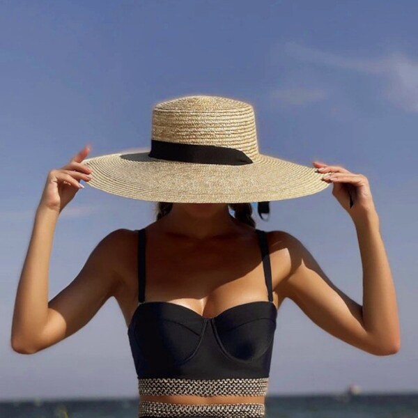 Straw Boater Hat Etsy