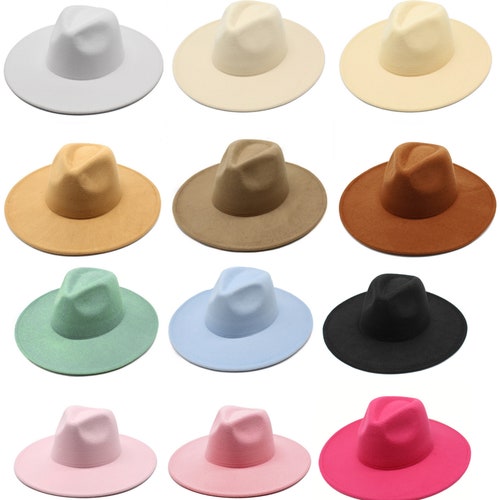 Fedora Panama Upturn Wide Brim Cotton Blend Felt Hat Single - Etsy