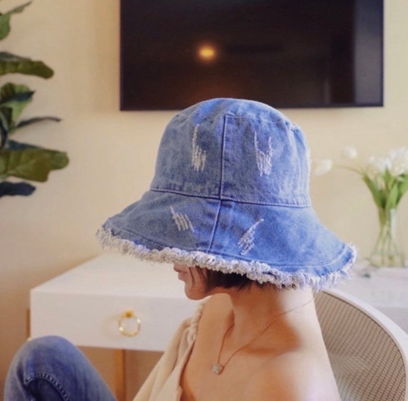 Denim Bucket Hat Adjustable Wire Brim 