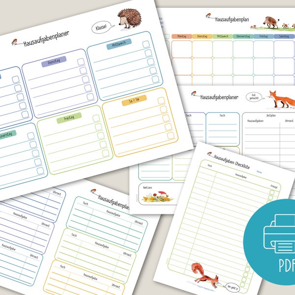Hausaufgaben Hilfe - Hausaufgaben Wochenplaner, Hausaufgaben Monatsplan, Hausaufgaben Checkliste