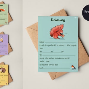 Invitations anniversaire enfant à télécharger, cartons d'invitation avec des animaux à imprimer