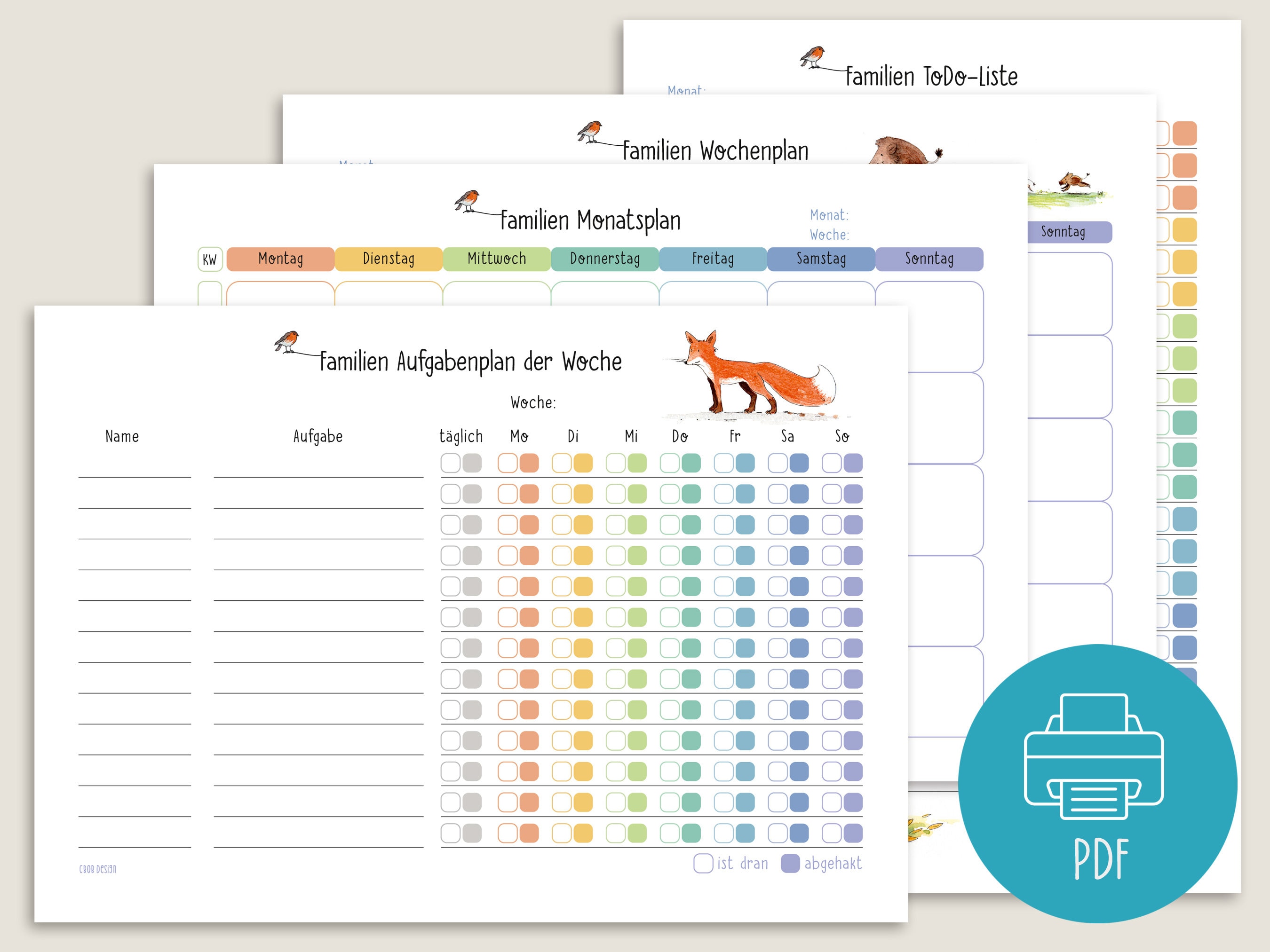 Familien Organisation - Familien Wochenplaner, Familien