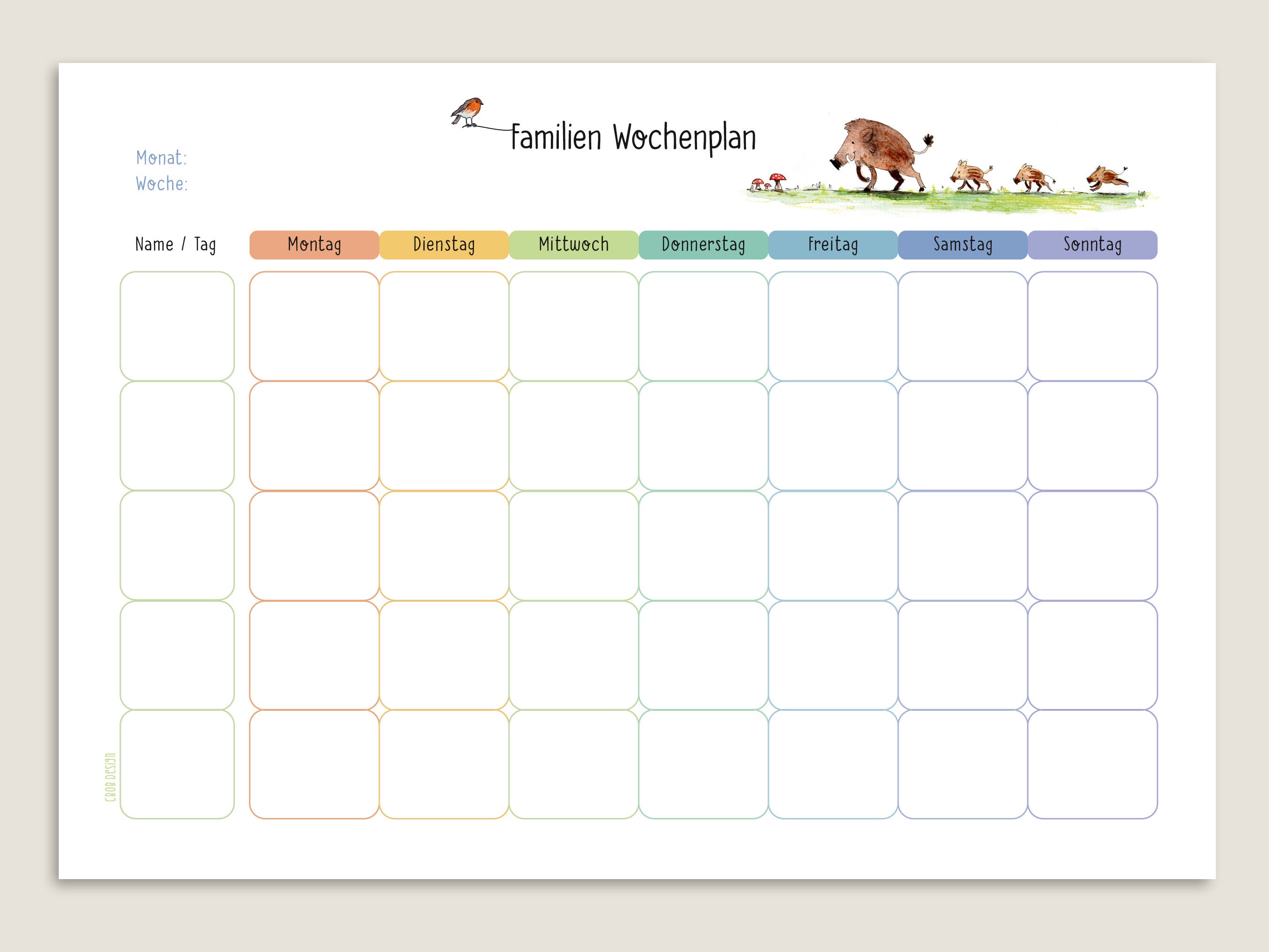 PICTALOO Wochenplaner Block 50 Blatt inkl. Aktivitätstracker