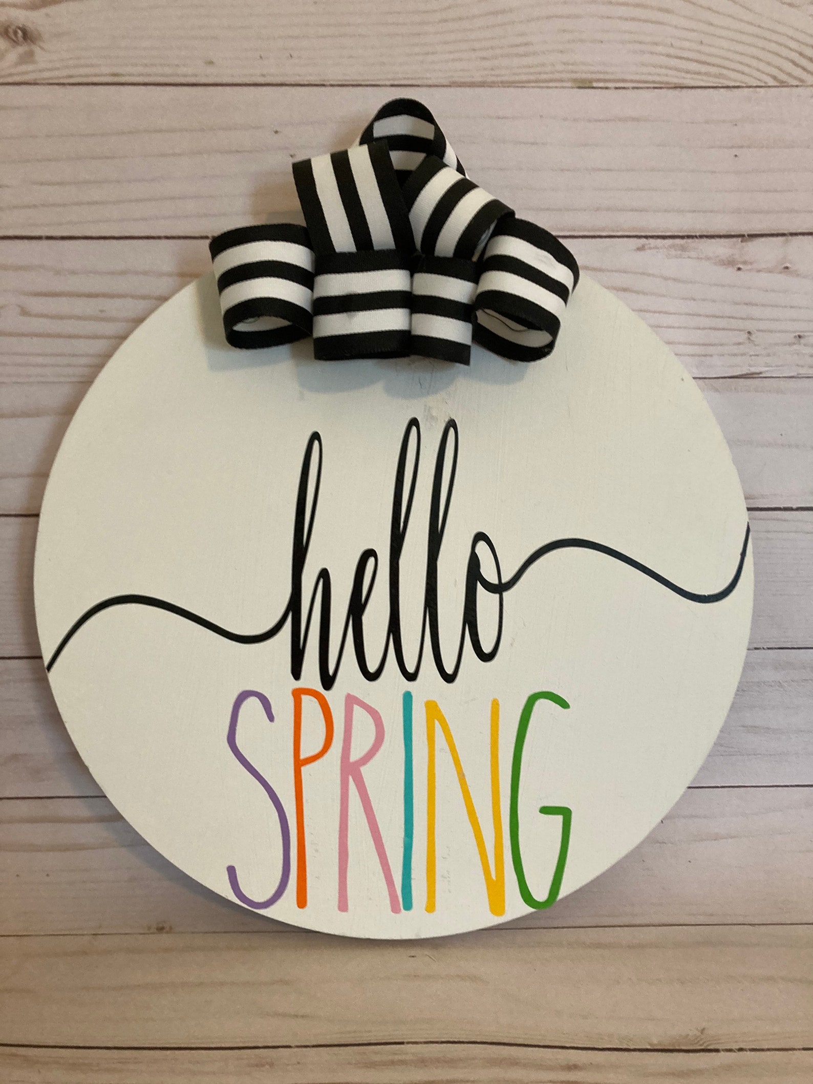 Hello Spring Wood Door Hanger Etsy