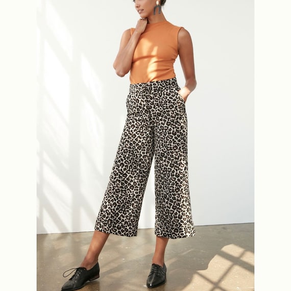 NWT ANTHROPOLOGIE Brown Kate Leopard Animal Print Jacquard Trousers Pants  Size 4 