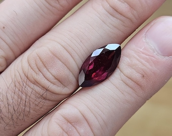 8.40 ct Rhodolite Garnet Marquise Cut Loose Gemstone, 18x9x6mm, Natural Faceted Raspberry Red Garnet for Ring or Jewelry Making
