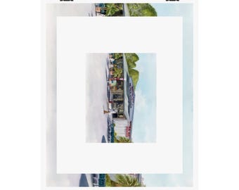 Watercolor Beachside Pavilion Poster | Matte Vertical Poster, Tropical Seaside Wall Art