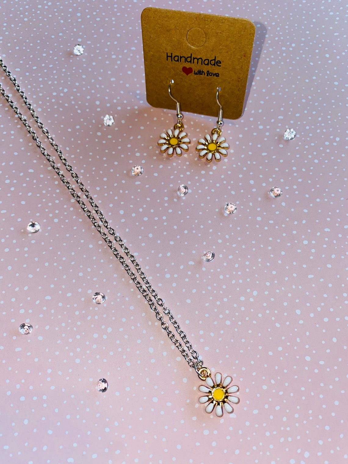 Daisies Necklace & Earrings Set Etsy