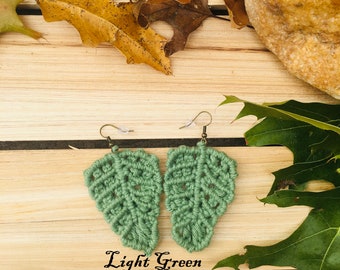 Handmade Unique Leaf Macrame Nickel Free Earrings | Boho Chic Style with Free Gift Box