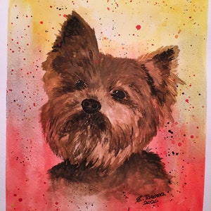 Yorkie Dog Portrait Handmade Watercolor Painting, Yorkshire Terrier Wall Art, Yorkie lover gift, Yorkie Painting, Dog Decor, Dog Lover Art