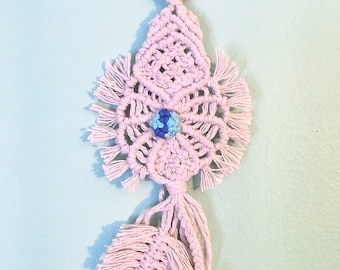 HANDGEMACHTE Feder / Fransen Makramee Wandbehang | Makramee Wanddeko | Boho Innendekor | Wohndekor | Wandkunst | Valentinstag Geschenk