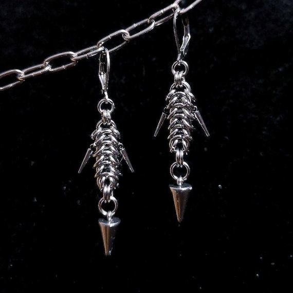 Chainmail Earrings, Alternative Punk Goth Emo Jewelry, Techno 