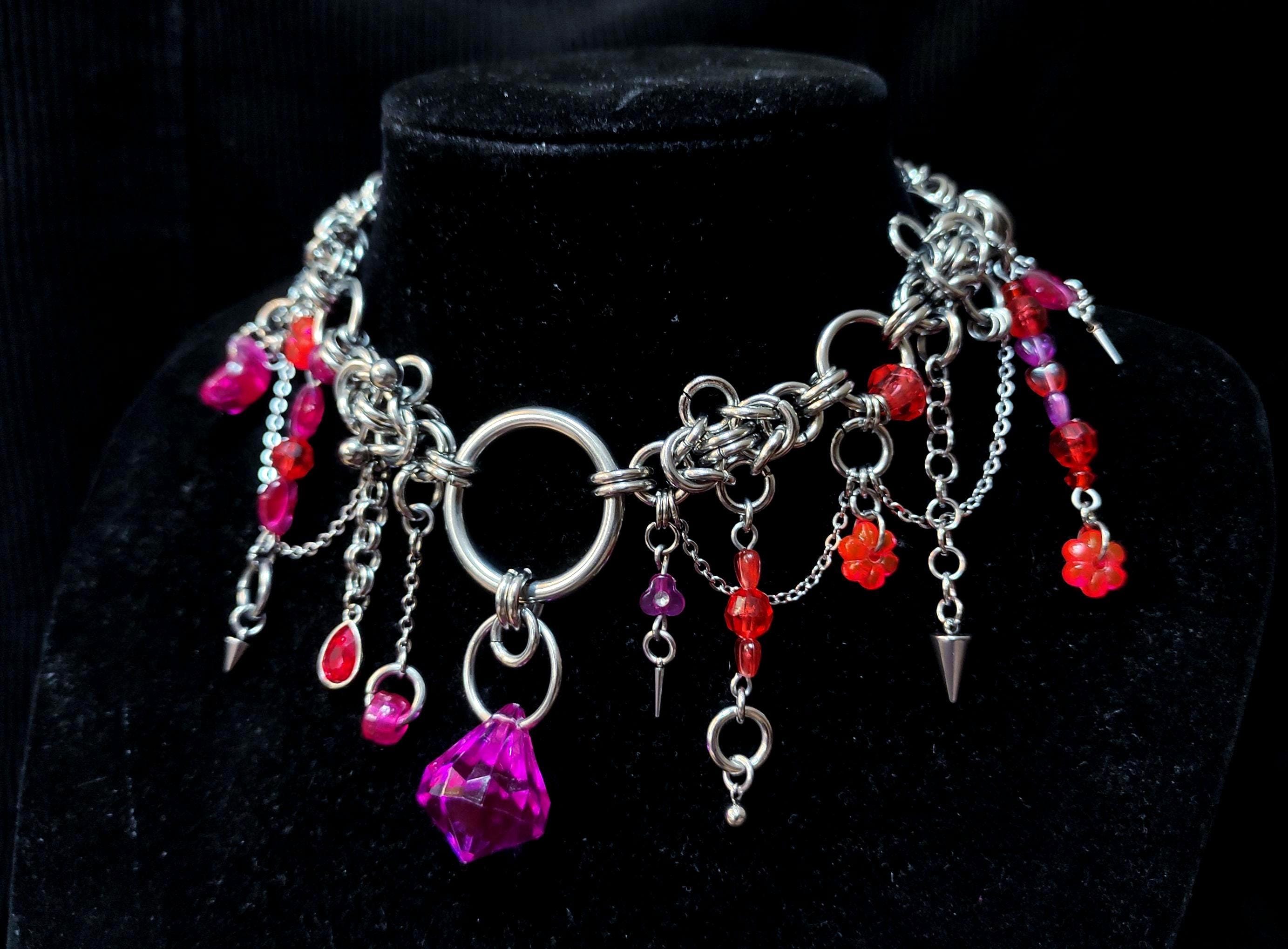 Chainmail Necklace, Y2K Statement Necklace, Unique, Maximalist 