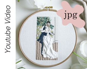 JPG Patrón (Auguste Renoir, Danse à la ville) + 1h Video Tutorial Bordado a mano