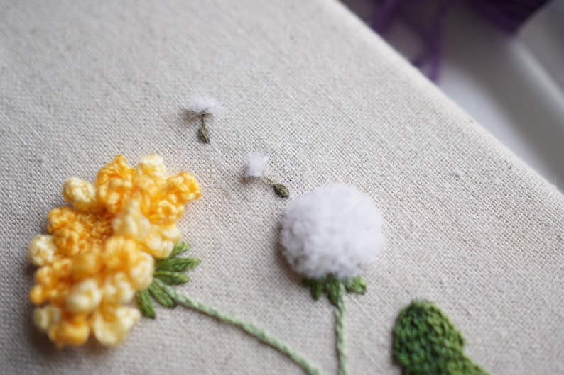 PDF-mönster för handbroderi med blommönster, iris, lavendel, maskros, lilja (videohandledning) bild 8