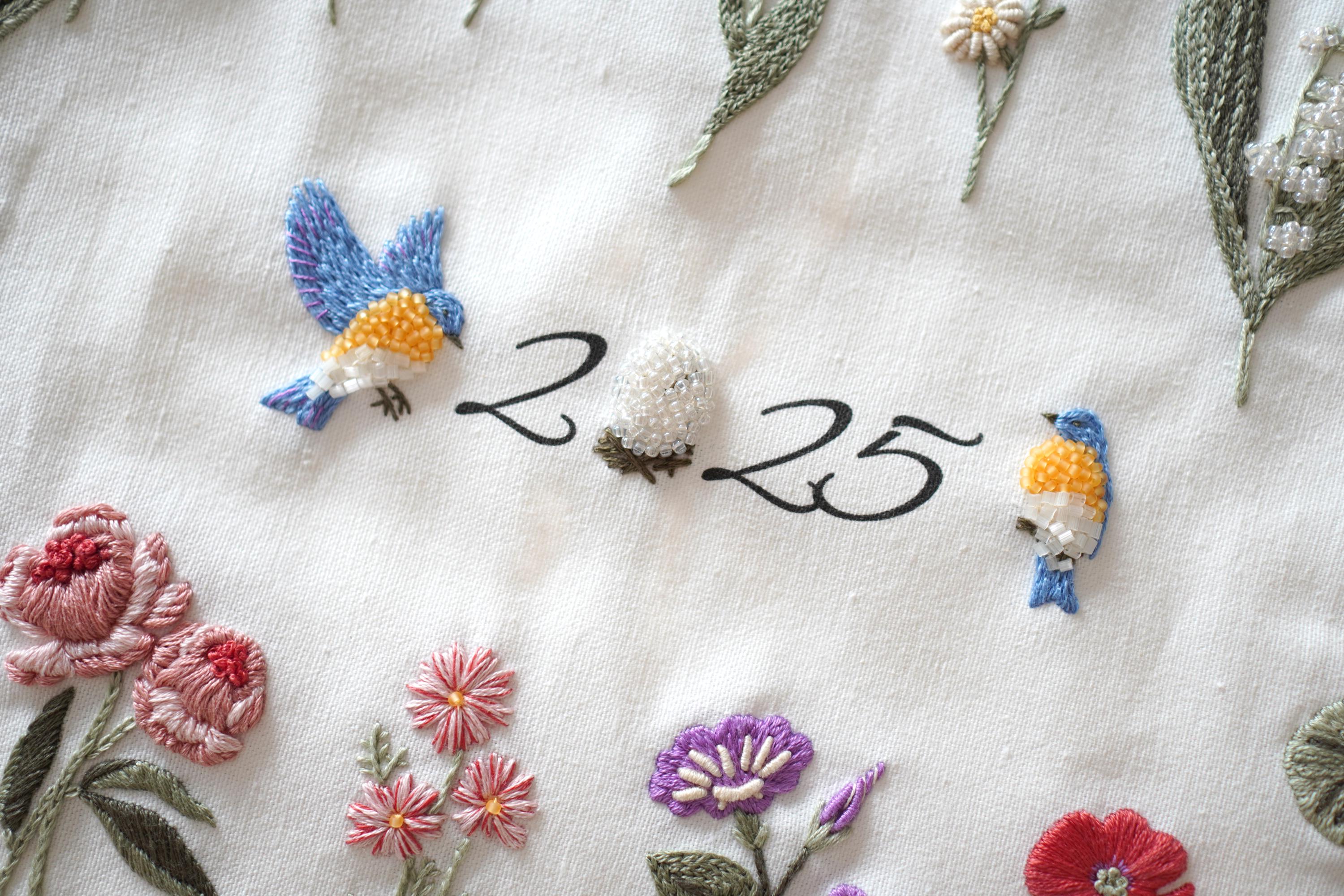 2025 Calendar Embroidery Pattern/ Birth Flowers&bluebirds / PDF, JPG ...