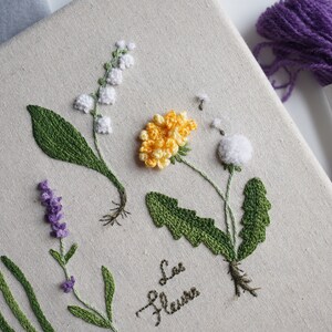 PDF-mönster för handbroderi med blommönster, iris, lavendel, maskros, lilja (videohandledning) bild 3