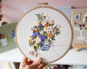 JPG-mönster (vårblommor) + videohandledning! Renoir - Vårbuketten, handbroderi