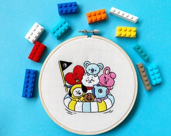 Piscina BTS // Bordado digital BTS // Bordado BT21 // Kit de bordado Army // Suga // Cookie // Jimin // RM // Jin // Descarga instantánea