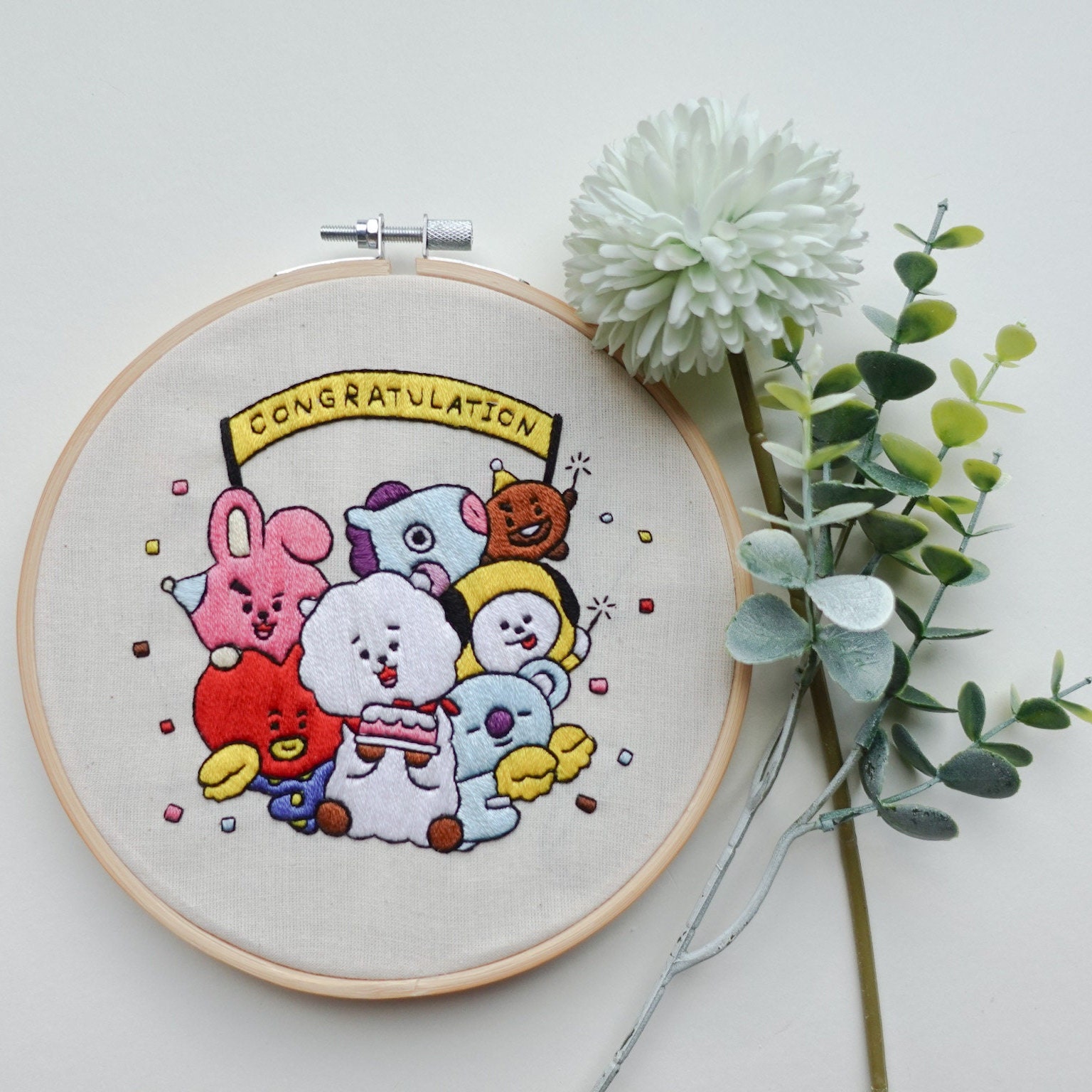 Kpop BT21 バースデー刺繍キット | BTS お祝い刺繍キット | Kpop