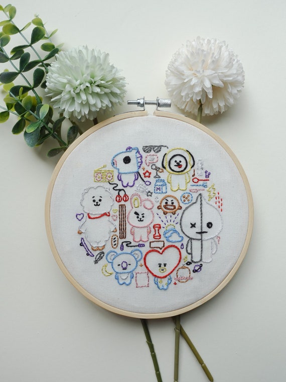 BT21 Embroidery Pattern Bundle PDF | Kpop Fan Hoop Art | BTS