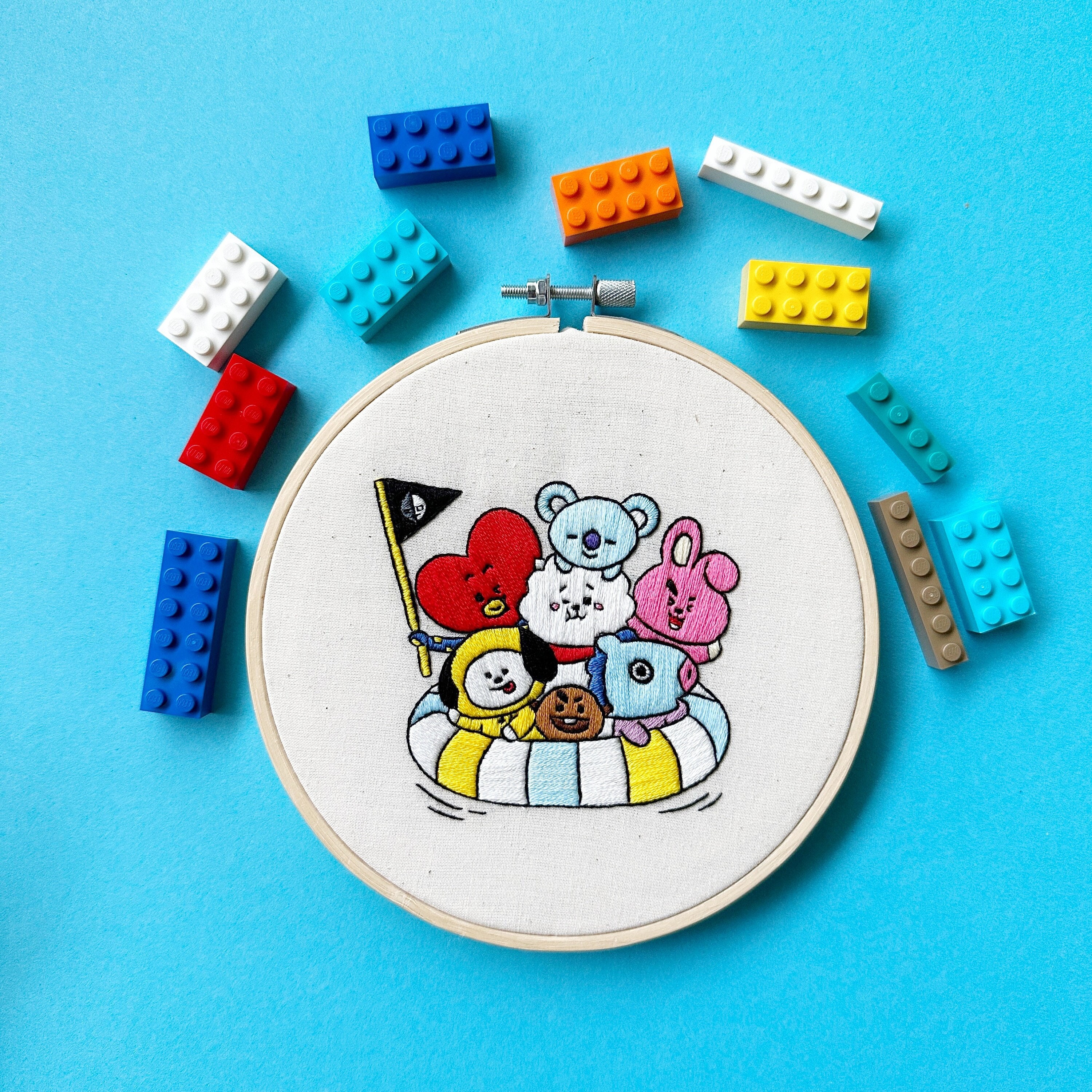 BT21 Summer Pool Embroidery PDF | Kpop Fun Hoop Art | BTS Digital