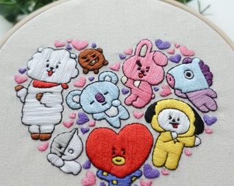 BTS ハート || BTS 刺繍デジタル || BT21 刺繍 || アーミー刺繍キット