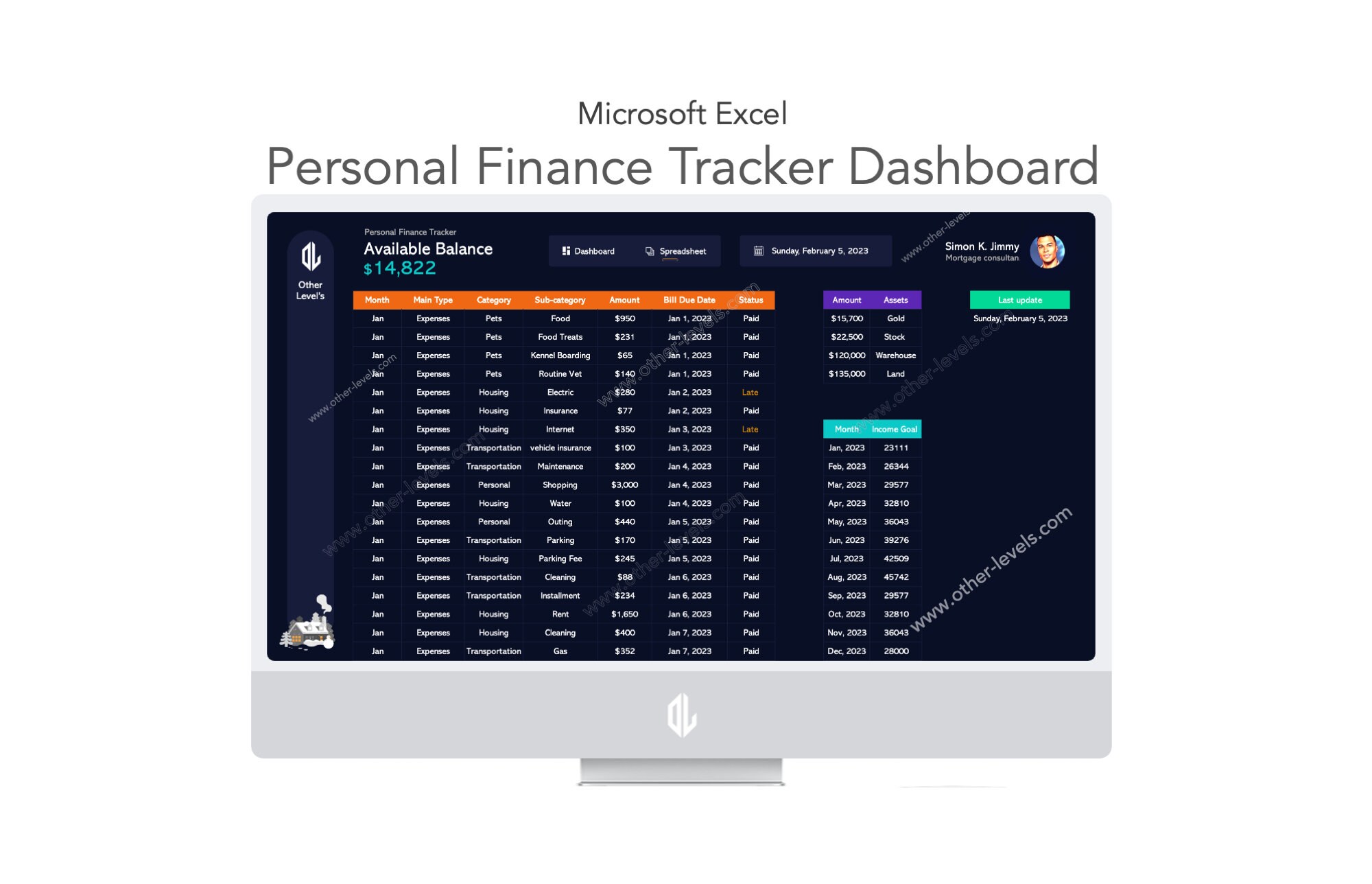 Personal Finance Tracker Dashboard - Etsy