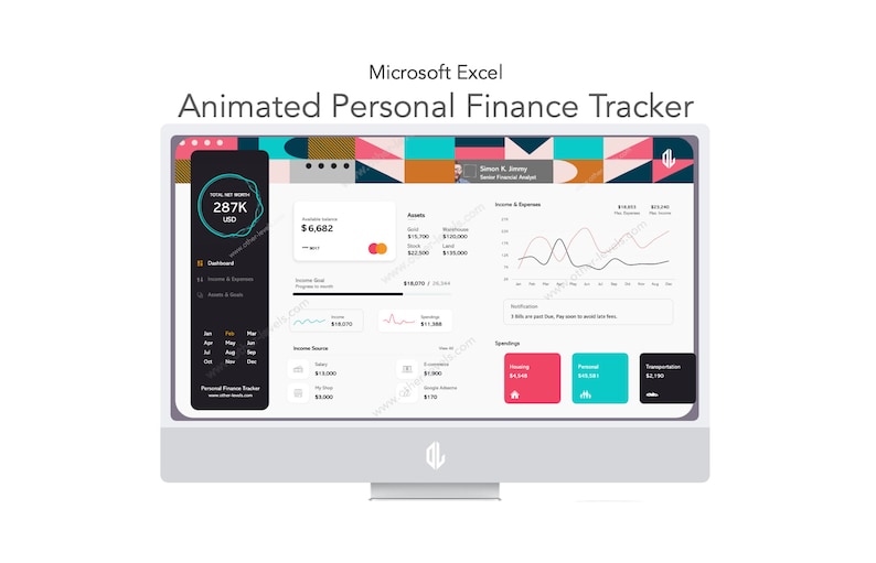Animated Personal Finance Tracker Dashboard - Excel - Etsy