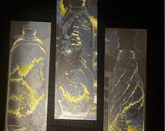 Set of 3 3d printed bookmarks Stormy ship in a bottle